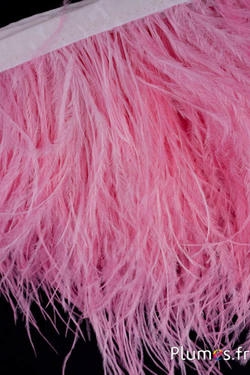 Frange autruche - long. plumes 12-15 cm - rose tendre
